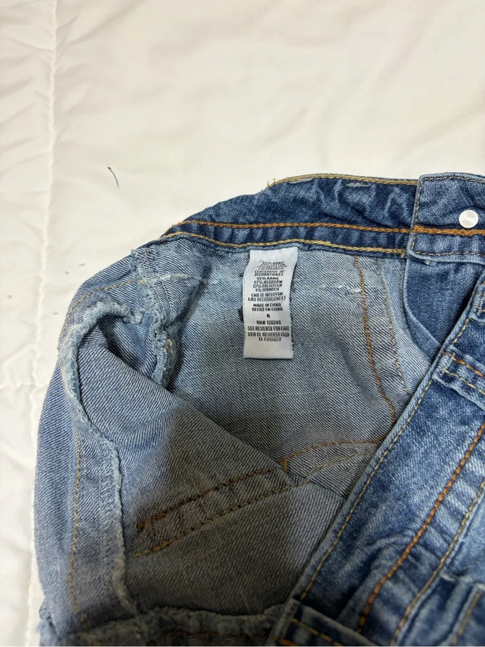Truce dark blue denim shorts with roll cuff hem